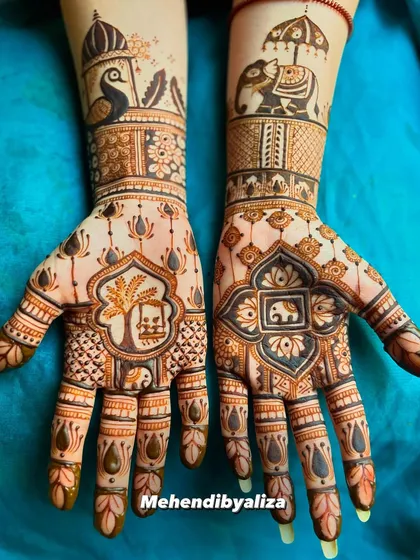 Another angle of the beautiful Gangaur special mehendi, showcasing the intricate details and vibrant cultural motifs.