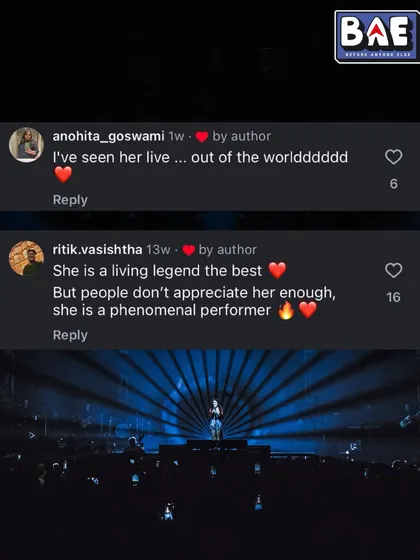 "She is a living legend... a phenomenal performer." Fans recognizing the artist's incredible talent.