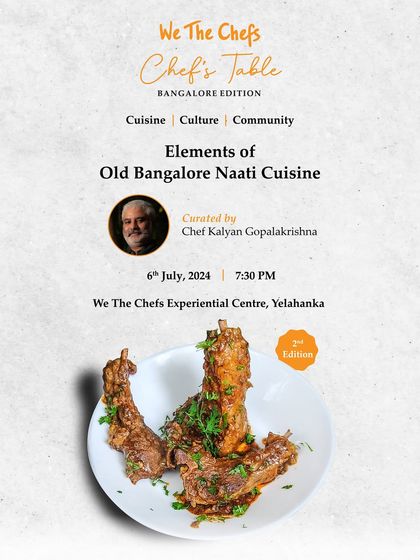 The poster for the 2nd edition of my Chef's Table in Bangalore, featuring my Bannur Lamb Riblets.