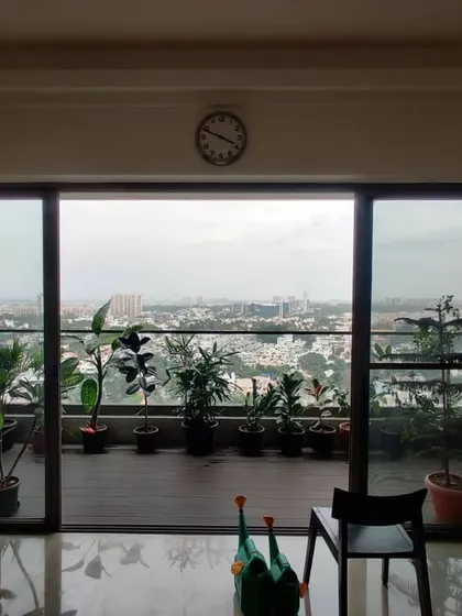 A beautiful view from a client's apartment, looking out onto their new balcony garden. Having a green corner like this is a great way to start your morning.