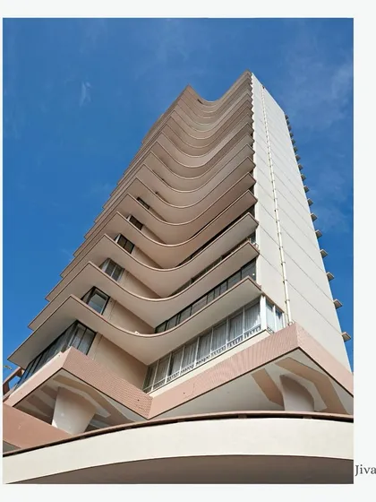 The Jivan Maneck residential tower in Mumbai, built in 1968. Its undulating facade and bold form stand as a testament to timeless design, an icon that continues to be a reference point for residential architecture in the city.