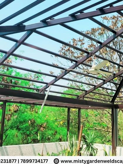 The bare bones of a pergola structure, expertly fabricated and ready for roofing. The clean welds and precise angles are a testament to the quality of my team's work.