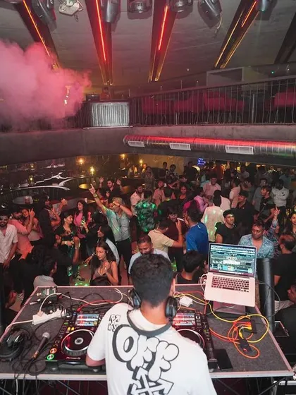 A packed house is the best sign of a great party. This is a view from my console at Flo, Church Street, where the dance floor was full all night. I make sure the energy never drops.