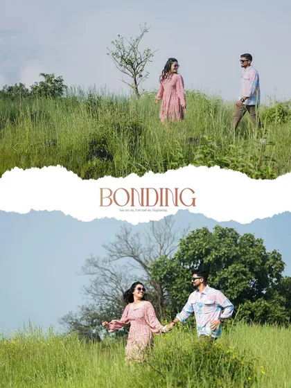 Two shots capturing the couple's bond as they walk hand-in-hand through a beautiful, open meadow.