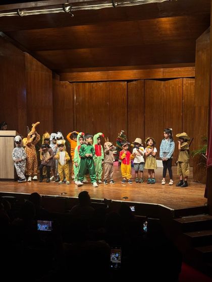 Another view of our jungle book performance, showing the scale and variety of costumes.