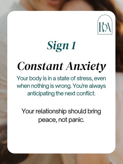 Sign 1: Constant Anxiety. If you feel a persistent sense of dread or are always anticipating the next conflict, your body is in a state of stress. A partnership should bring a sense of security, not a constant feeling of panic.