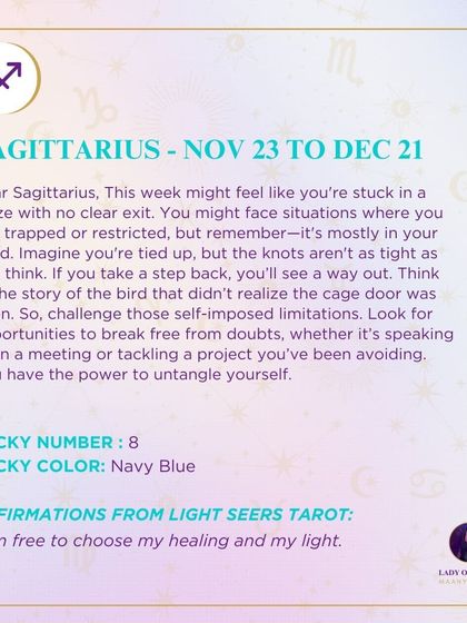 A weekly tarot reading for Sagittarius about feeling stuck in a maze. This reading reminds you that the knots aren’t as tight as you think and you have the power to untangle yourself.