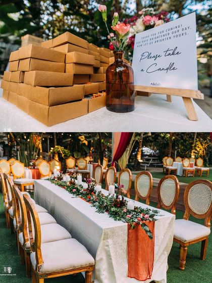 The perfect setting for a pre-wedding cocktail party or sangeet night. The lawn provides ample space for a dance floor, while the surrounding trees, lit with elegant chandeliers and string lights, create a festive and celebratory atmosphere.