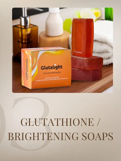 Glutathione or "brightening" soaps often make big promises but deliver little. True skin brightening comes from targeted treatments and consistent sun protection, not from a bar of soap.
