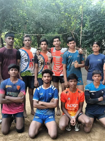 A group photo from our summer camp at the Delhi Kabaddi Adda. We welcome players of all ages and skill levels, creating a strong community of athletes who push each other to be better.