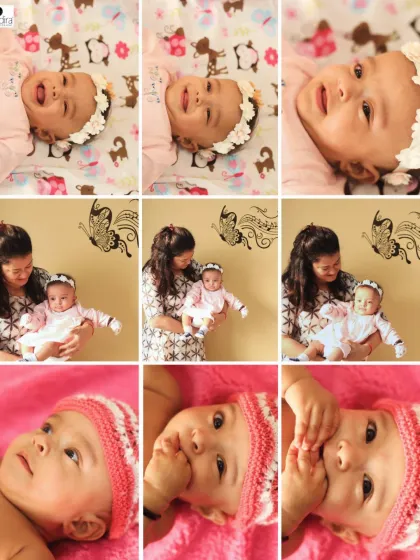 A collage showing the variety of a 3-month milestone session. We captured playful expressions, sweet moments with mom, and the pure joy of being a baby. These sessions are perfect for documenting their budding personality.