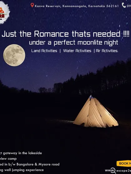 Just the romance that's needed under a perfect moonlit night. A single tent glows under the full moon, promising a magical and private escape.