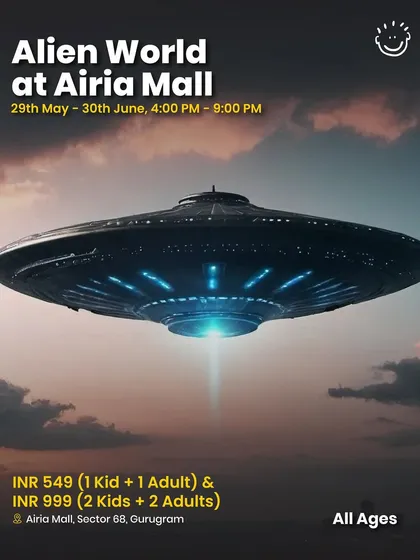 A poster for the Alien World event, highlighting the fun for all ages.
