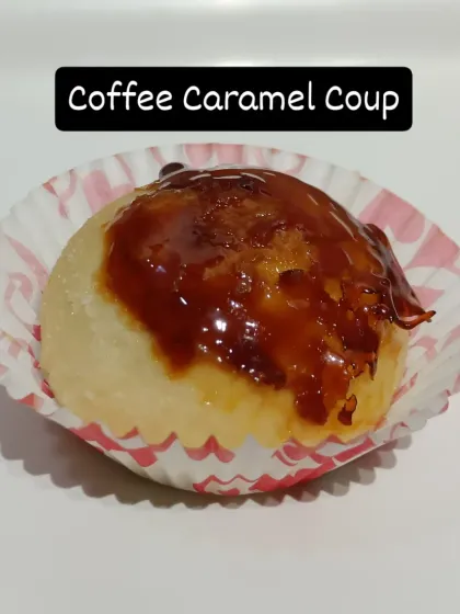 For the coffee lovers, I present the Coffee Caramel Coup. A soft baked bombolini filled with a coffee-infused cream and topped with a drizzle of sweet caramel.