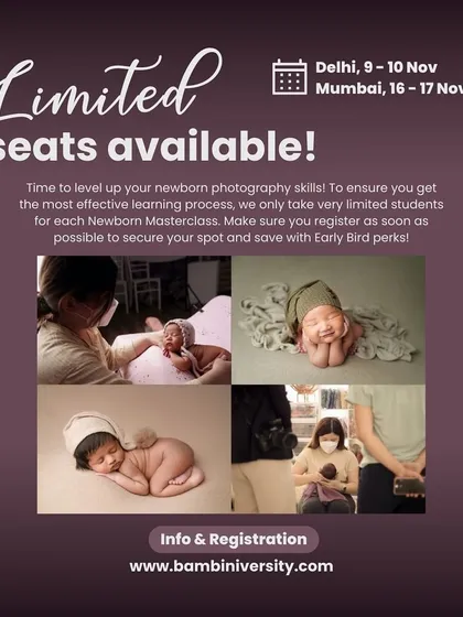 I'm excited to host a 2-day Newborn Masterclass in Delhi with international photographer Margaret Han. Limited seats are available for this chance to level up your skills.
