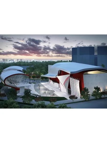 This was my competition entry for the Hangzhou Rock Climbing Arena for the 2022 Asian Games, for which I placed second. The design is a sensuous, curvy intervention that mediates between a high-density housing district and hills with ancient Buddhist relics.