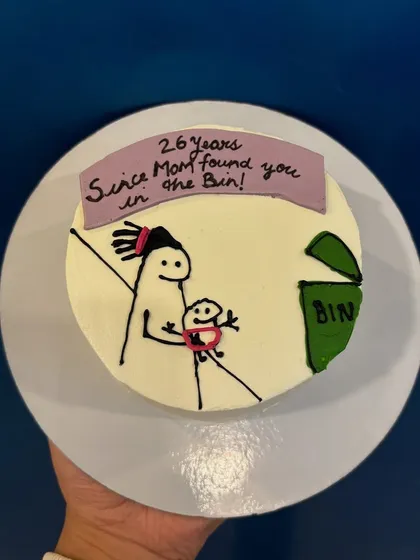 For the sibling with a sense of humor. This cake features a funny inside joke, proving that celebrations can be filled with laughter and love.