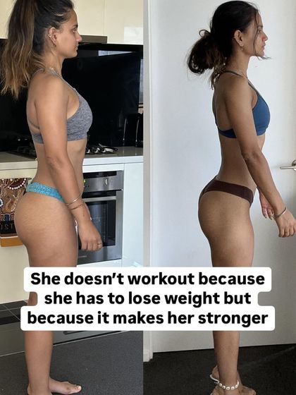 This client doesn't work out just to lose weight; she trains because it makes her stronger, shifting her mindset from aesthetics to performance.