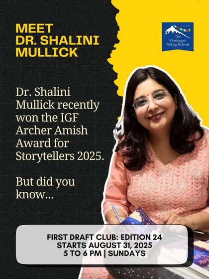 We are thrilled to introduce Dr. Shalini Mullick, who recently won the prestigious IGF Archer Amish Award for Storytellers 2025, as an expert for our upcoming First Draft Club.
