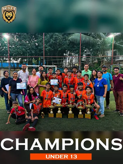 The Under 13 champions with their families and coaches. Success is a team effort, and we celebrate it together.