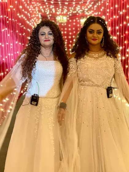 Day two look. We chose these angelic white gowns to match the serene and blessed vibe of the second day of Navratri.