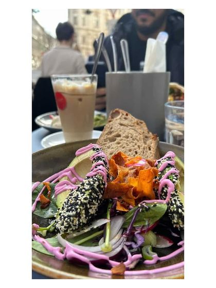 A vegan lunch in Vienna. This shot captures a healthy yet delicious meal, showing that I can create content for a variety of dietary preferences and cuisines, even while traveling.