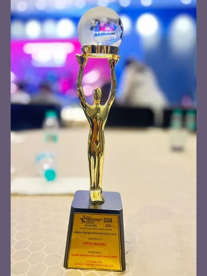 The award trophy itself, a symbol of my studio's commitment to creative and forward-thinking design.