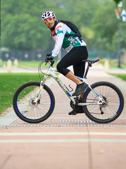 Our captain in action, leading the way. He sets the pace and the positive tone for all our rides.