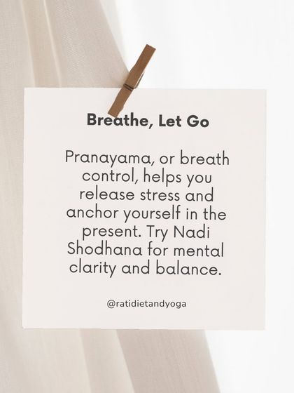 A reminder of the power of breath. Pranayama, or breath control, is a key practice for releasing stress and anchoring yourself in the present moment.