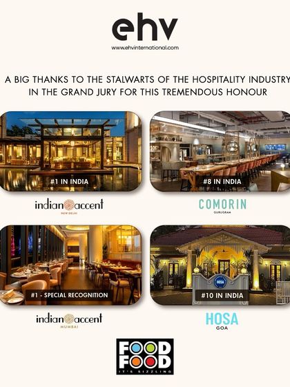 At the prestigious FoodFood awards, we were honoured to have Indian Accent New Delhi crowned No. 1 in India, with our Mumbai location earning special recognition.