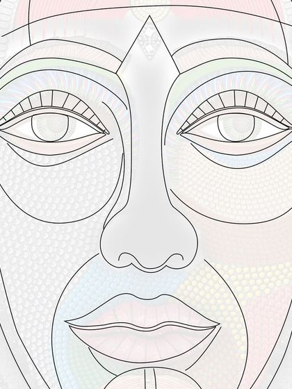 A mirrored and stylized version of the 'Sanketana' mural design. This graphic was used in my call for volunteers, symbolizing the dual purpose of the art: aesthetic beauty and a message of environmental responsibility.