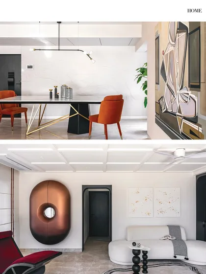 The feature spread inside Good Homes Magazine, showcasing the modern dining and living areas of the Evelyn penthouse. Seeing the project in print beautifully captures the artful details and cohesive design story.