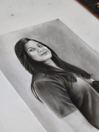 A different angle of the finished portrait.