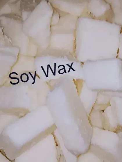 A close-up of my soy wax chunks. This natural wax is known for its creamy appearance and excellent scent throw, making it perfect for scented container candles.