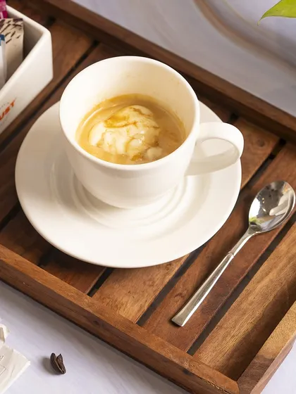 Dessert or coffee? Why not both? Our affogato is a scoop of vanilla ice cream drowned in a shot of hot espresso.
