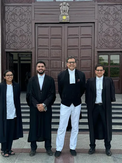 My team and I before the main entrance of the Bilaspur High Court. Effective collaboration and thorough preparation are the keys to success in any judicial setting.