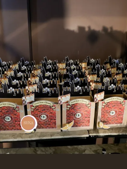 A full display of the Harry Potter hampers, showing the impressive effect of a large, themed order.