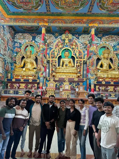 Visiting the colorful and serene interior of the Golden Temple in Bylakuppe. It's a peaceful and spiritually enriching stop on my Coorg and Chikmagalur trips.