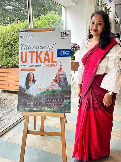 Chef Sai Priya at her 'Flavours of Utkal' pop-up. Food is a universal language that brings people together, and I love hosting chefs who share this belief.