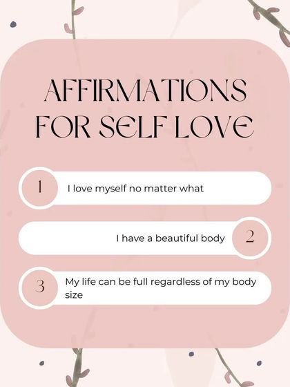 Positive affirmations are a powerful tool for building self love. This graphic shares simple phrases like "I love myself no matter what" and "I have a beautiful body" to help shift your mindset and embrace body positivity.