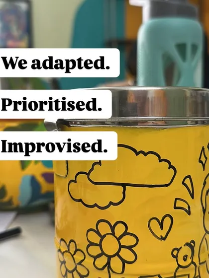 A snapshot from the studio with the words "We adapted. Prioritised. Improvised." reflecting on a challenging couple of weeks.