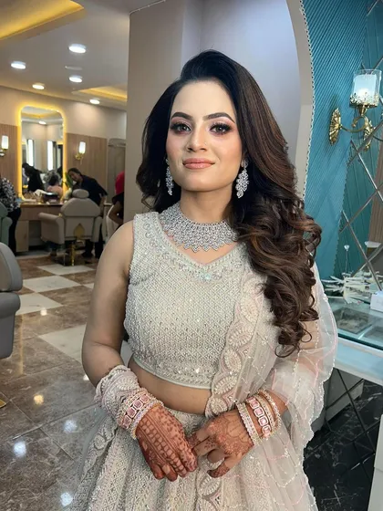 The complete look is perfect for a glamorous engagement party.