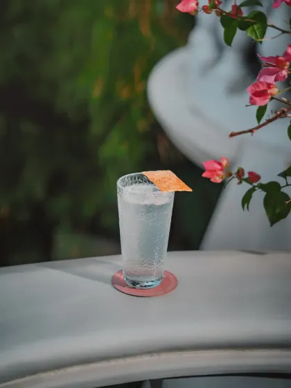 The Bell Pop, an effervescent and zesty drink with a curious crunch that turns a quiet moment into a memory.