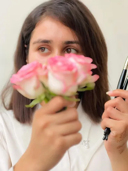 A quiet moment with my brushes and roses. The beauty of nature is a constant source of inspiration for my art.