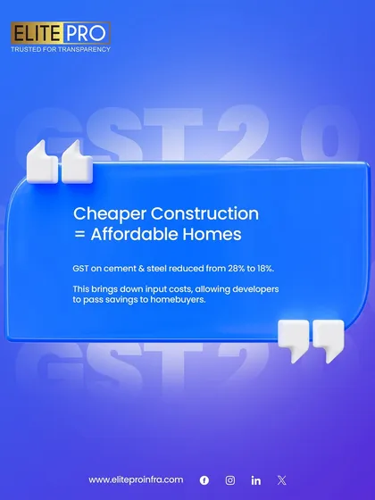 Understanding how cheaper construction leads to more affordable homes. The reduction in GST on cement and steel allows developers to pass savings on to homebuyers, a key factor we track.