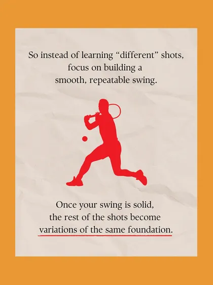We simplify the game by focusing on a single, repeatable swing. Once that foundation is solid, every other shot becomes a variation, making the learning process more efficient and effective.