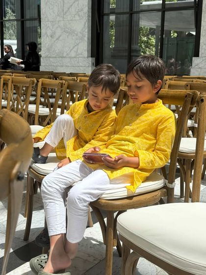 These brothers look so adorable twinning in their yellow bandhani kurtas. It's moments like these that inspire me to keep creating comfortable, beautiful clothes for kids.