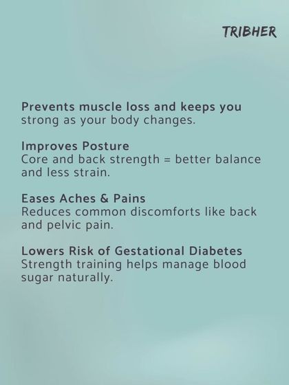 Strength training during pregnancy helps prevent muscle loss, improves posture, eases aches, and even lowers the risk of gestational diabetes. It's a key part of a healthy pregnancy.