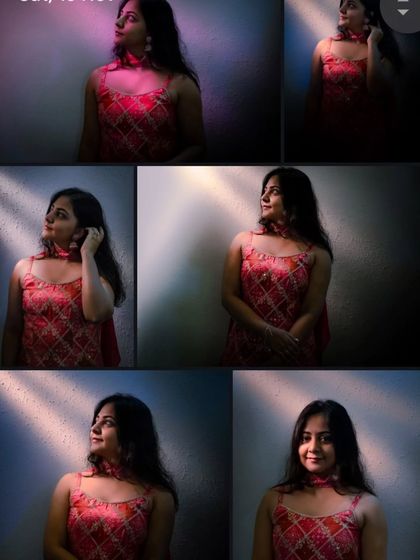 This collage shows the variety of poses and lighting setups we can explore during a single indoor bridal portrait session, from moody and artistic to bright and smiling.