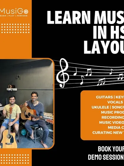 We offer a wide range of courses in HSR Layout, including guitars, keyboards, drums, vocals, music production, and more. You can book a free demo session to find the right fit for you.